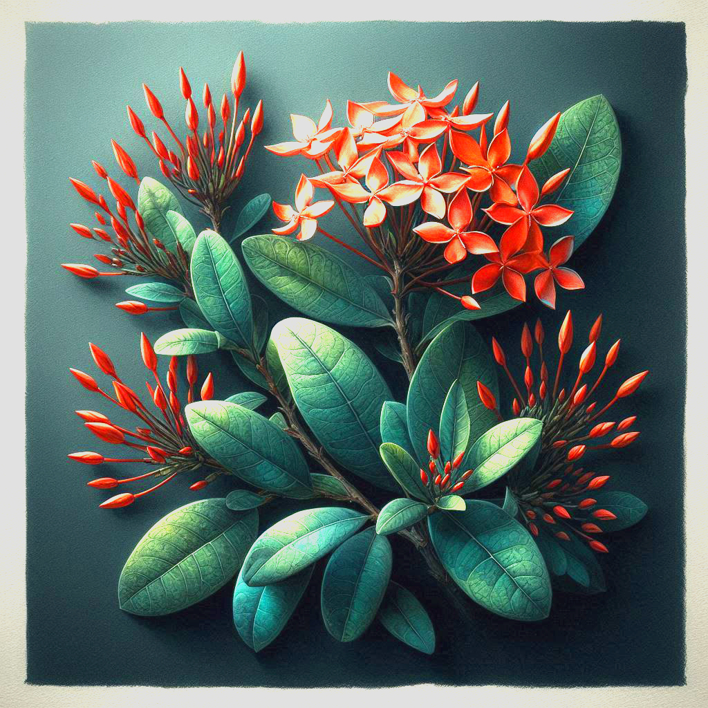Ixora coccinea Leaf L <span style="color: #ff0000;">©</span><br> ใบเข็ม L <br> SKU: 2083 - Image 16