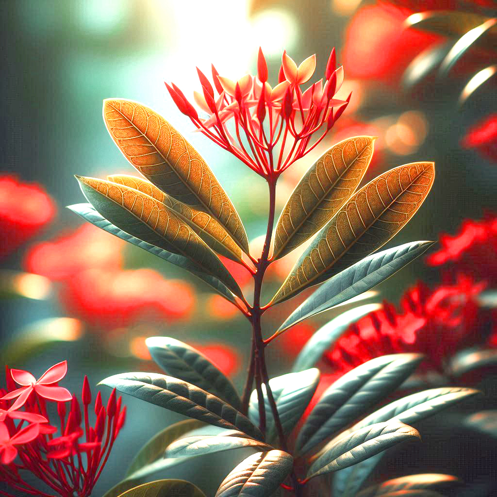 Ixora coccinea Leaf L <span style="color: #ff0000;">©</span><br> ใบเข็ม L <br> SKU: 2083 - Image 25